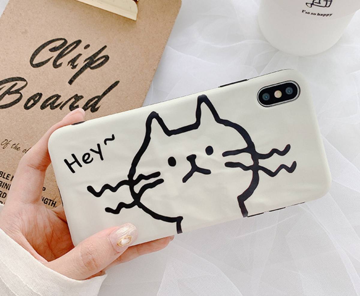 アイフォーン iphone XR用耐衝撃保護カバー/ソフトケース★ねこちゃん①★立体感★白/ホワイト★拍卖
