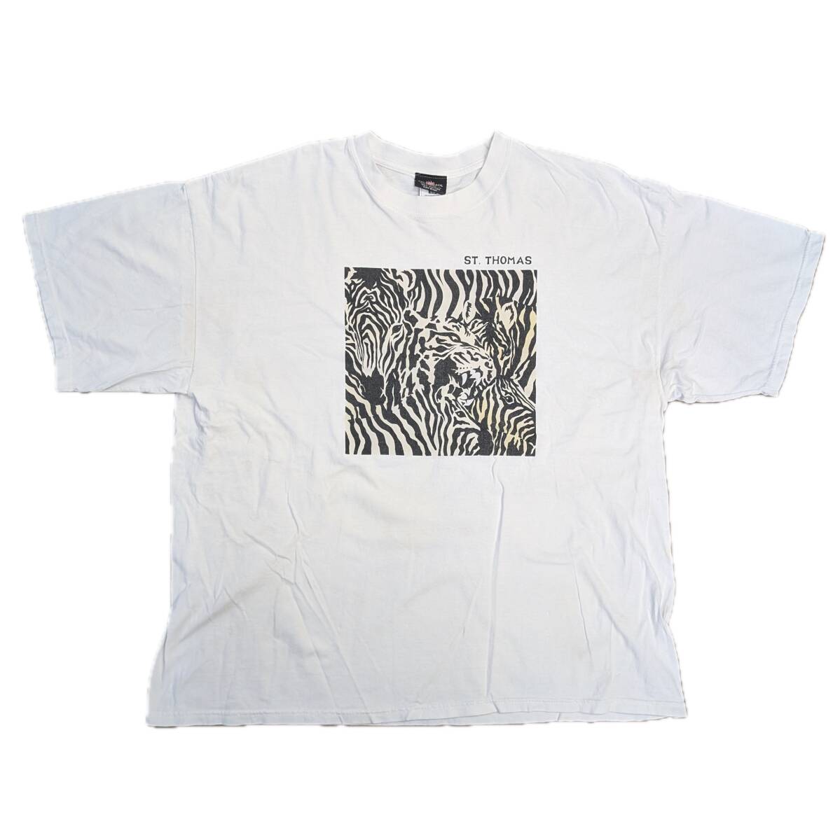 【値下げ】90's DELSOL デルソル zebra シマウマ ST.THOMAS Tシャツ アニマル MEXICO コットン XXLsize 90年代 【B】拍卖