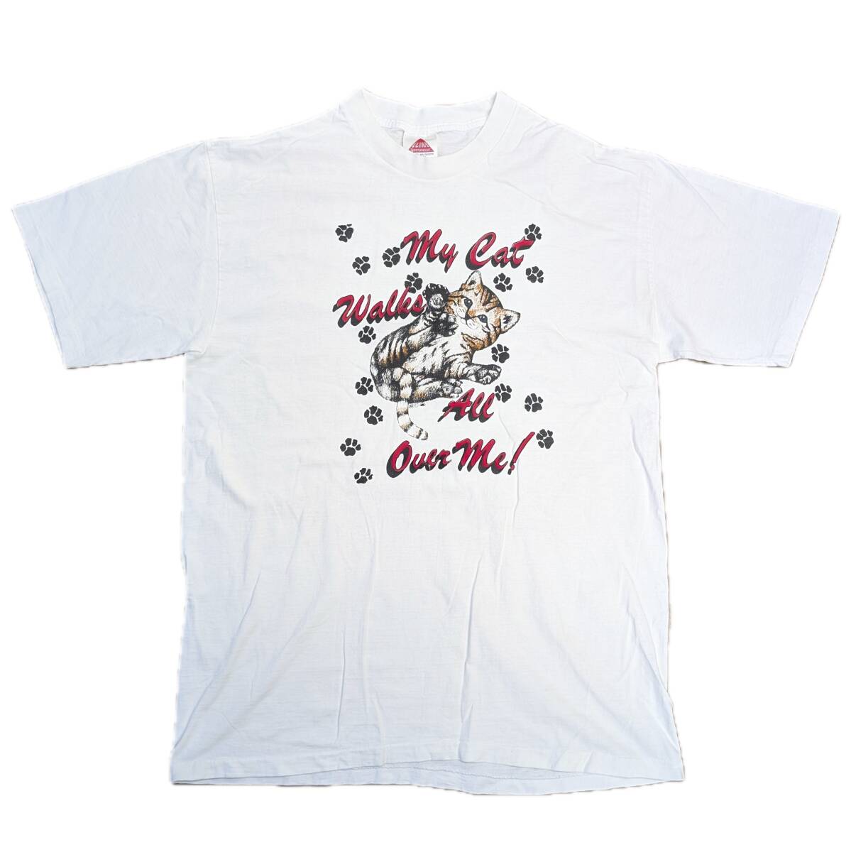 90's ULTRA Sportswear cats 白T 猫プリントTシャツ My Cat Walke All Over Me アニマル U.S.A. XLサイズ 90年代 プリントTシャツ【B】 拍卖
