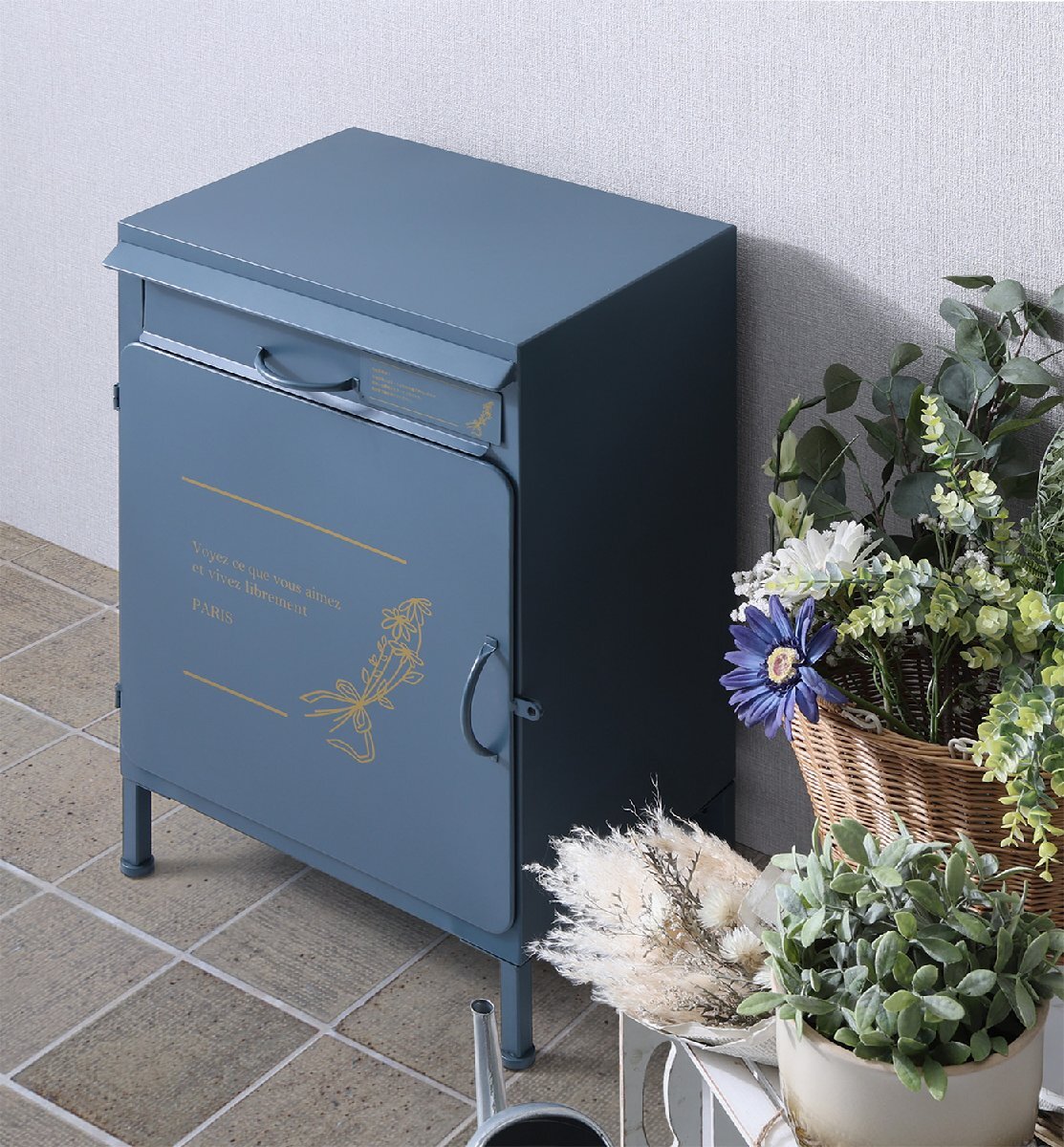 宅配ボックス 玄関収納 宅配便ボックス スチール 玄関ポスト 郵便受け ネイビー色拍卖