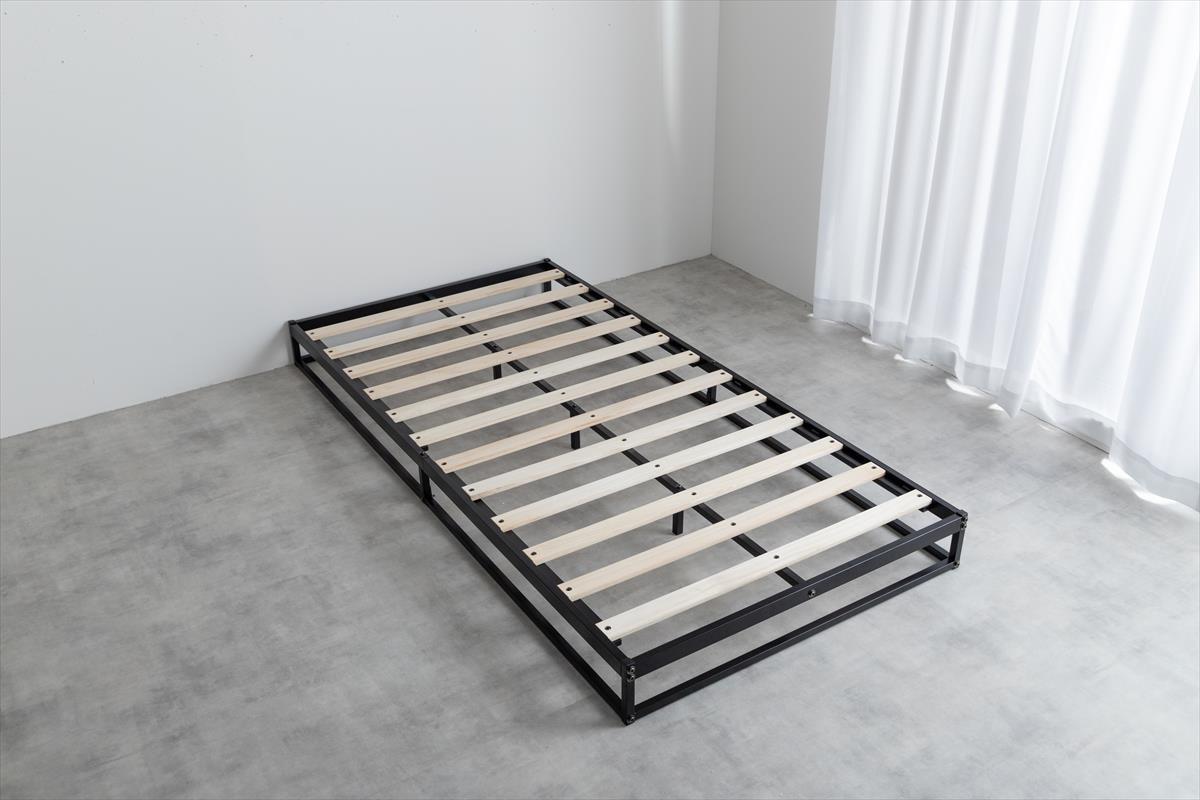 スタイリッシュデザイパイプすのこベッド シングル ブラック色拍卖