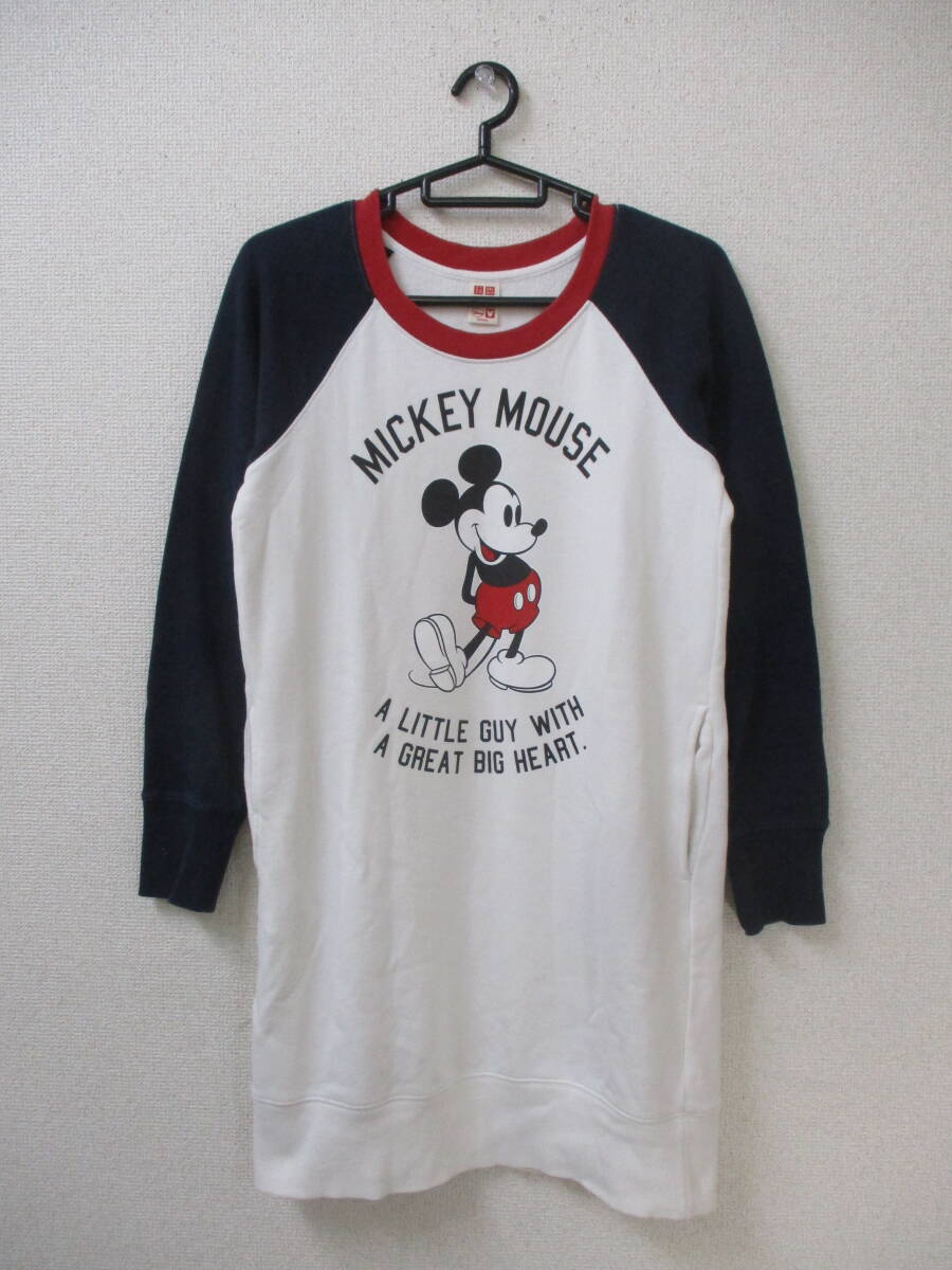 ユニクロ WOMEN トレーナー ロング丈 白・濃紺・赤・黒 MICKEY MOUSE Sサイズ 157143拍卖