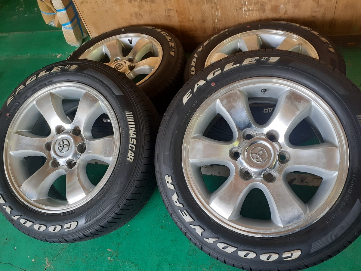 送料込み 2023年製 バリ溝 ホワイトレター グッドイヤー ナスカー プラド純正 4本 215/60R17 200系ハイエース 6穴139.7拍卖
