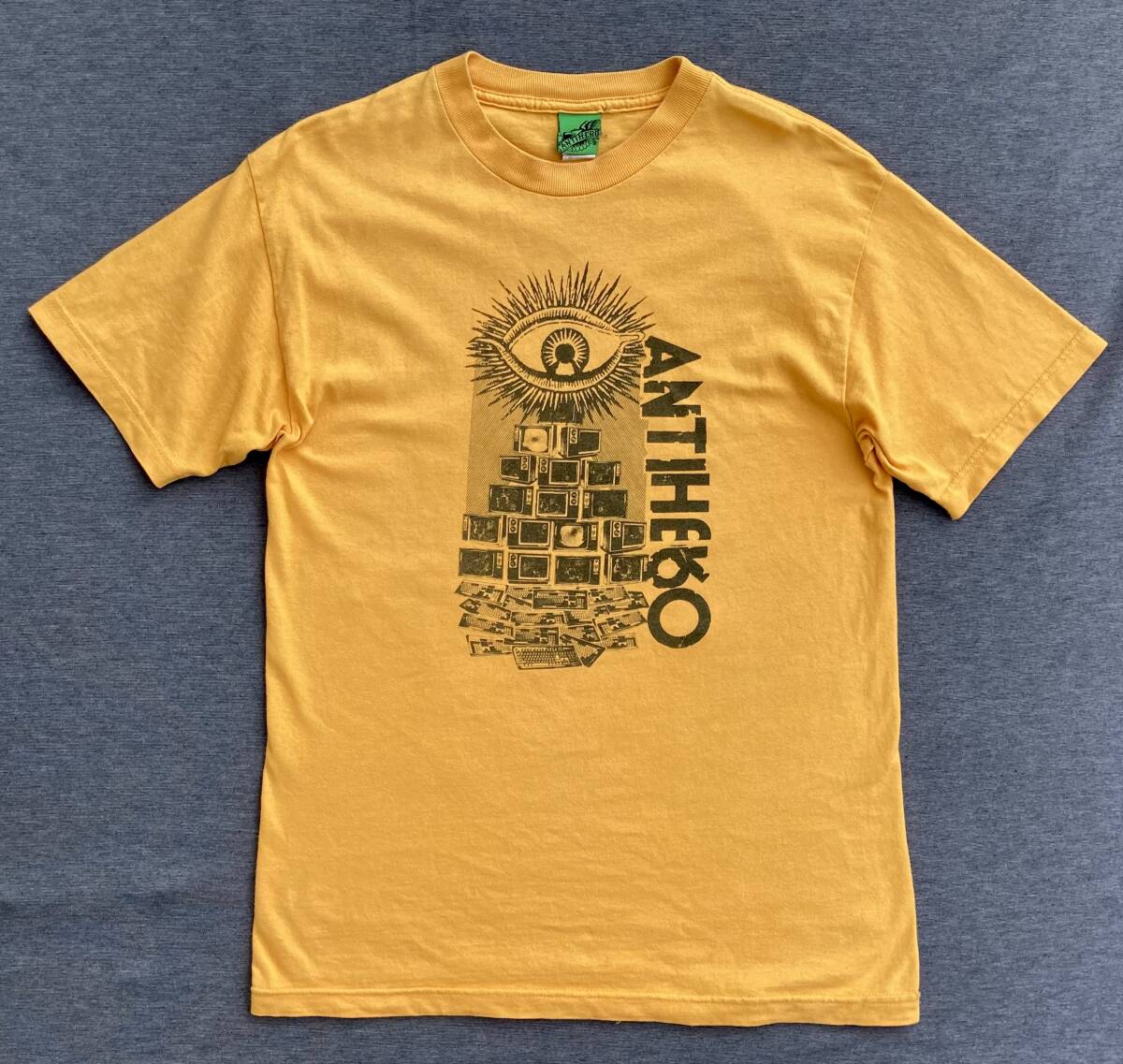 希少 00s 初期 ANTIHERO アンチヒーロー オールドスケート tシャツ M 黄色 USA製生地 ビンテージ VINTAGE拍卖