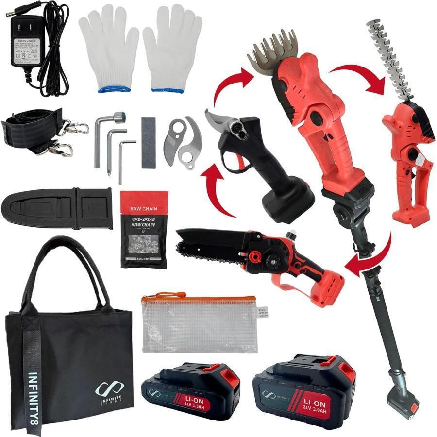 草刈り機 高枝チェーンソー 高枝ハサミ 電動 芝刈り機8in延長ポール R2213拍卖