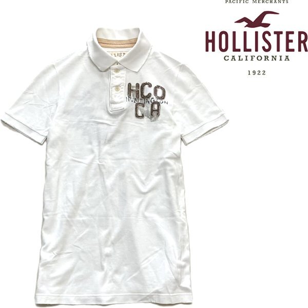 1点物◆アバクロ系ホリスターHCO白ポロシャツ古着メンズSMレディースOKアメカジ90sストリート/スポーツブランド半袖プリントTシャツ373117拍卖