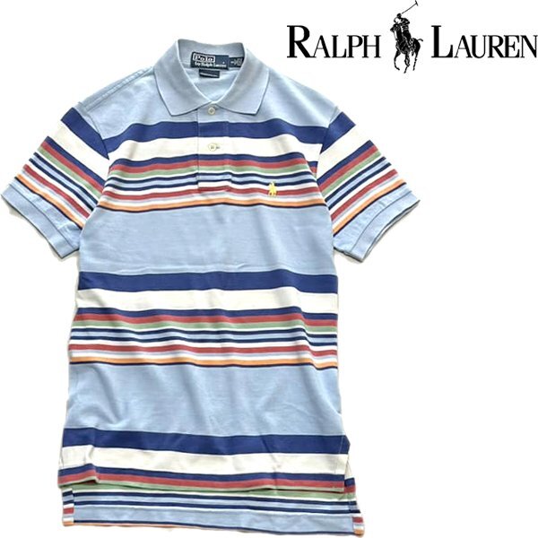 1点物◆ラルフローレンPOLOボーダー柄ポロシャツ古着メンズSMレディースOKアメカジ90sストリート/スポーツブランドTシャツ中古ポニー373123拍卖