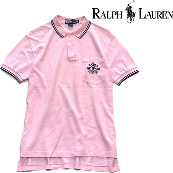 1点物◆ラルフローレンPOLOピンク紺ポロシャツ古着メンズMLレディースOKアメカジ90sストリート/スポーツUSブランドTシャツ中古ポニー373121拍卖