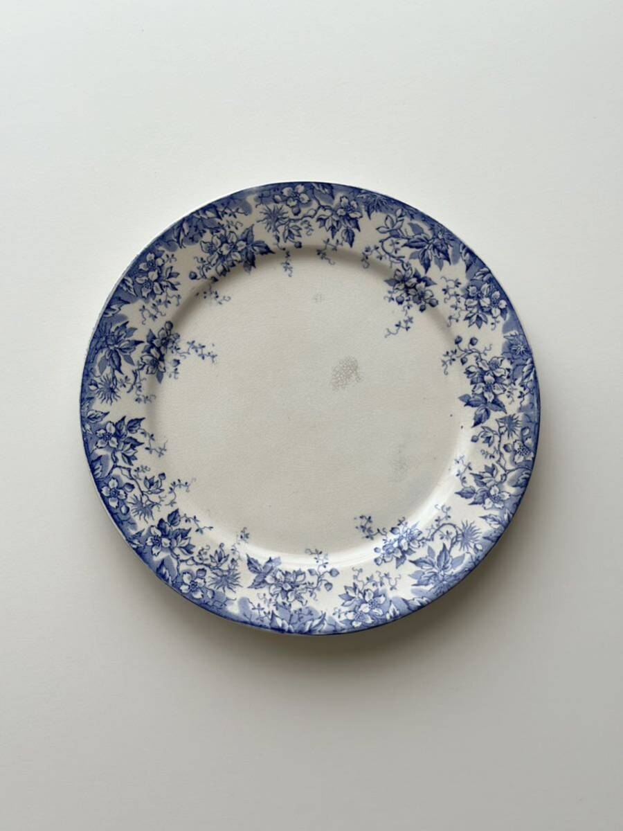 【★秋の均一セール】フランス アンティーク 皿 Sarreguemines サルグミンヌ / “ALPHAND” デザートプレート 平皿 骨董 蚤の市拍卖