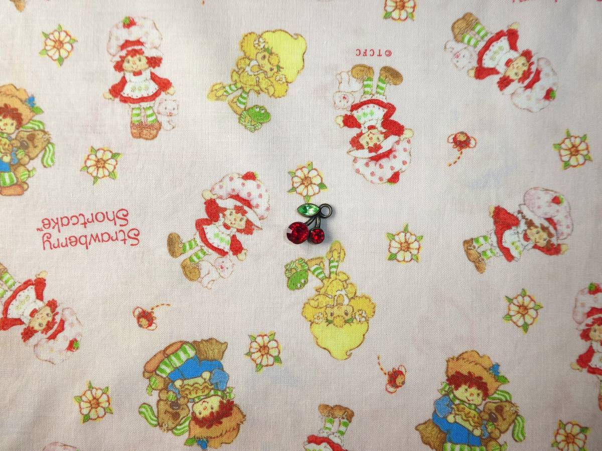 最終★レア ストロベリーショートケーキ生地ピンク★レトロ昭和いちご女の子カントリー拍卖