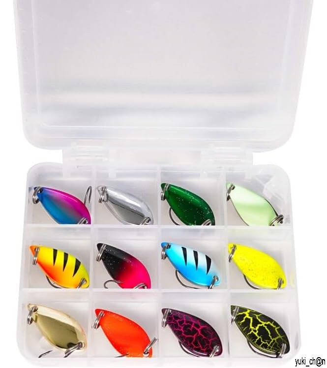 釣具 マイクロスプーン 12個セット 2.5g収納ケース付き スプーン ワーム 渓流釣り アジ スプーン ルアー スパンコール 釣り用釣りフック 拍卖