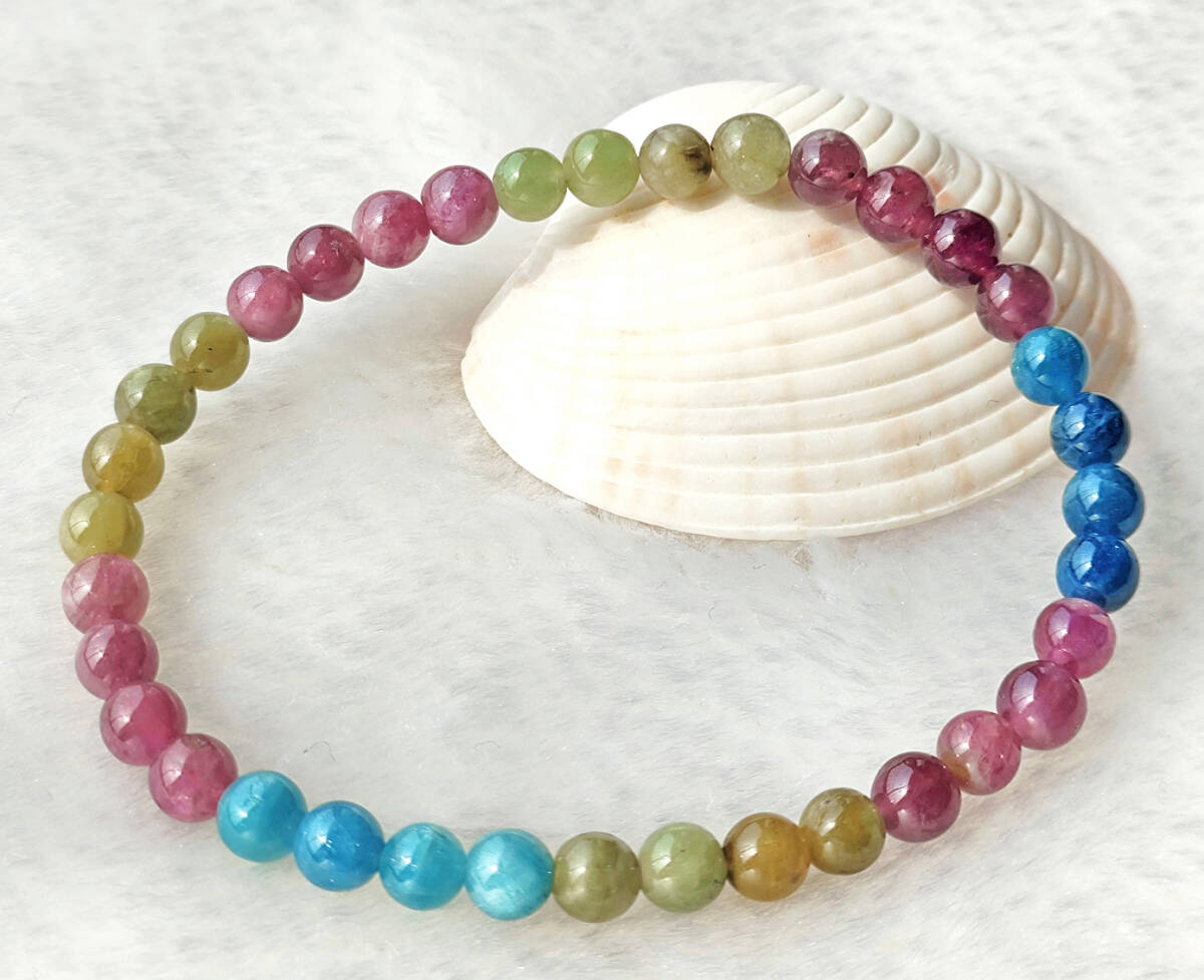 N00392◆Bigstone◆新品*5mm*高品質【5Aキャンディカラー トルマリン】天然石ブレスレット 拍卖