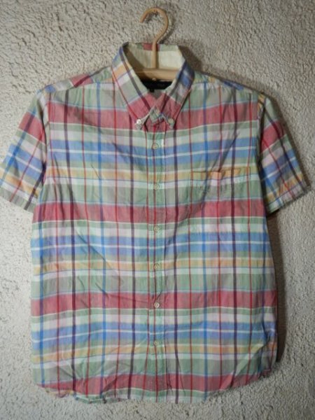 n9319 GENERAL SUPPLY シップス 日本製 半袖 チェック デザイン ボタンダウン シャツ 人気 送料格安拍卖