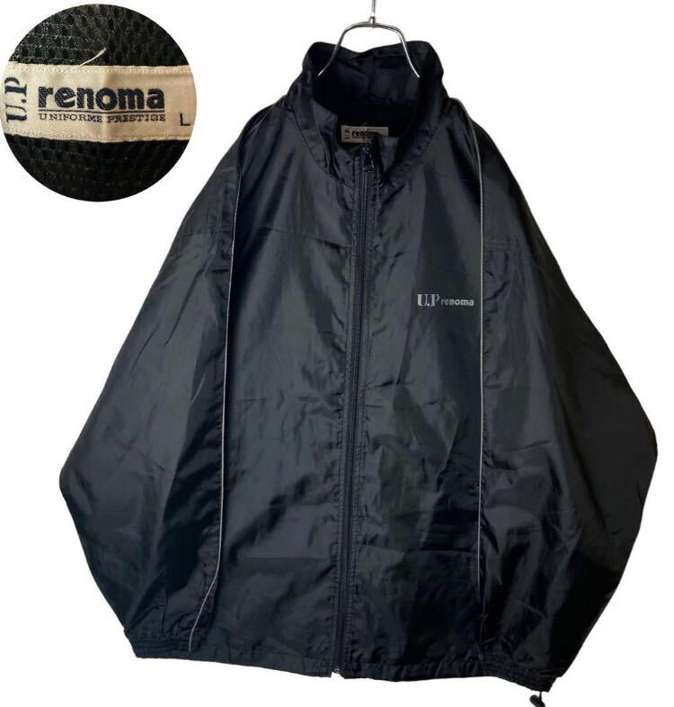 レトロ古着renomaシンプルブラック ナイロンブルゾンゆったり拍卖
