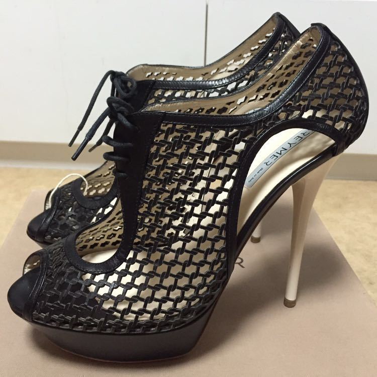 【最終セール】高級 新品 ☆ 25.0 GREY MER 美脚 セクシー メッシュ サンダル 39 ブラック 24.5 ブーティ プラットフォーム 黒拍卖