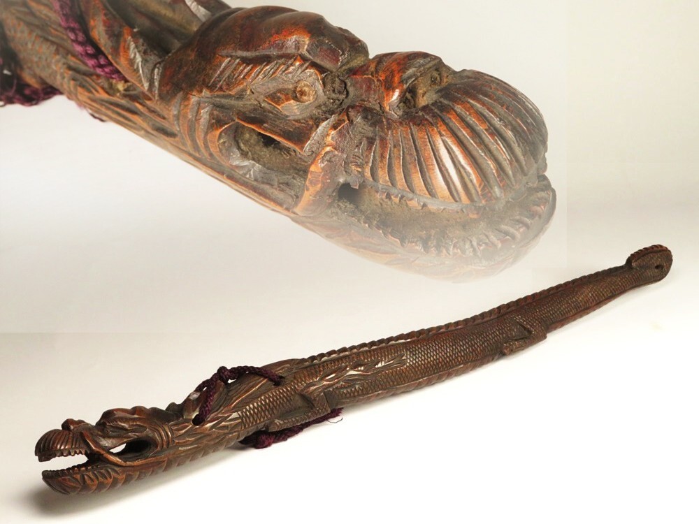 【8342】明治期 龍 一刀彫 茶刀(初品・買取品)拍卖