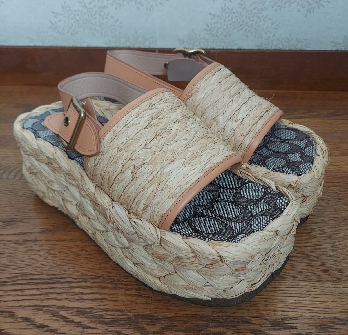 COACH コーチ サンダル ストロー ジュート 厚底 ラフィア プラットフォーム 靴 シューズ ブランド vintage ヴィンテージ 古着 brand 美品拍卖
