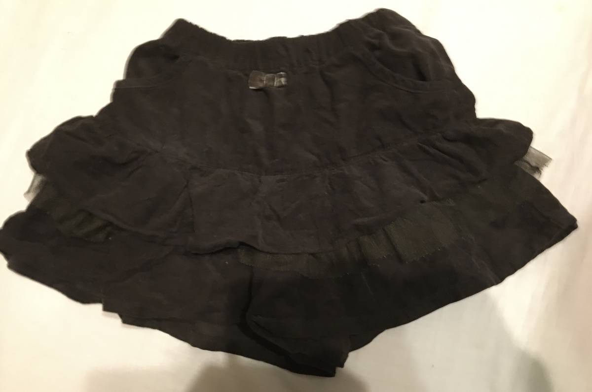 中古 3can4on 細コールティアードキュロットパンツ ダークブラウン(043) 12(120cm) 定価2750円拍卖