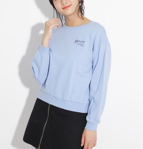 ラスト 新品 PINK-latte 【コットン100%】バックサークルグラフィックトップス ライトブルー(091) 02(165cm) 定価2090円拍卖