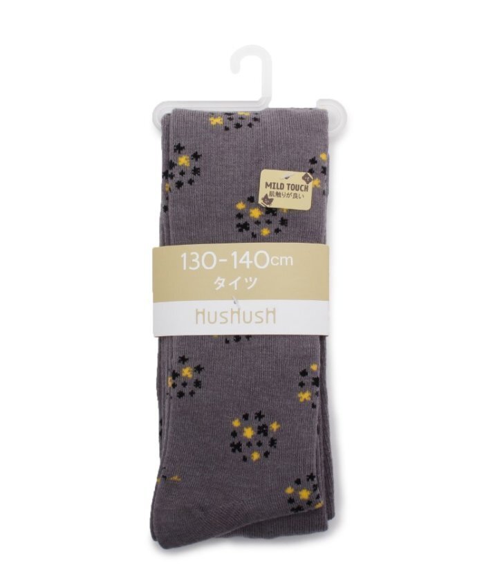 ラスト 新品 HusHusH(Kids) 花柄タイツ グレー 3(115-125cm) 定価1100円拍卖