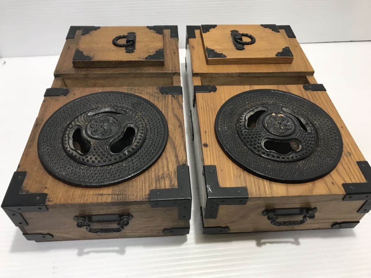 南部鉄器 岩鋳 煙草盆 レトロ インテリア 小物入れ 灰皿 タバコ入れ 2つ拍卖