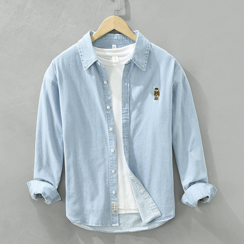 デニムシャツ 長袖シャツ ウエスタンシャツ 春秋服 シャツジャケット メンズ*新品 トップス【M6691】ライトブルー【M-3XL選択】拍卖