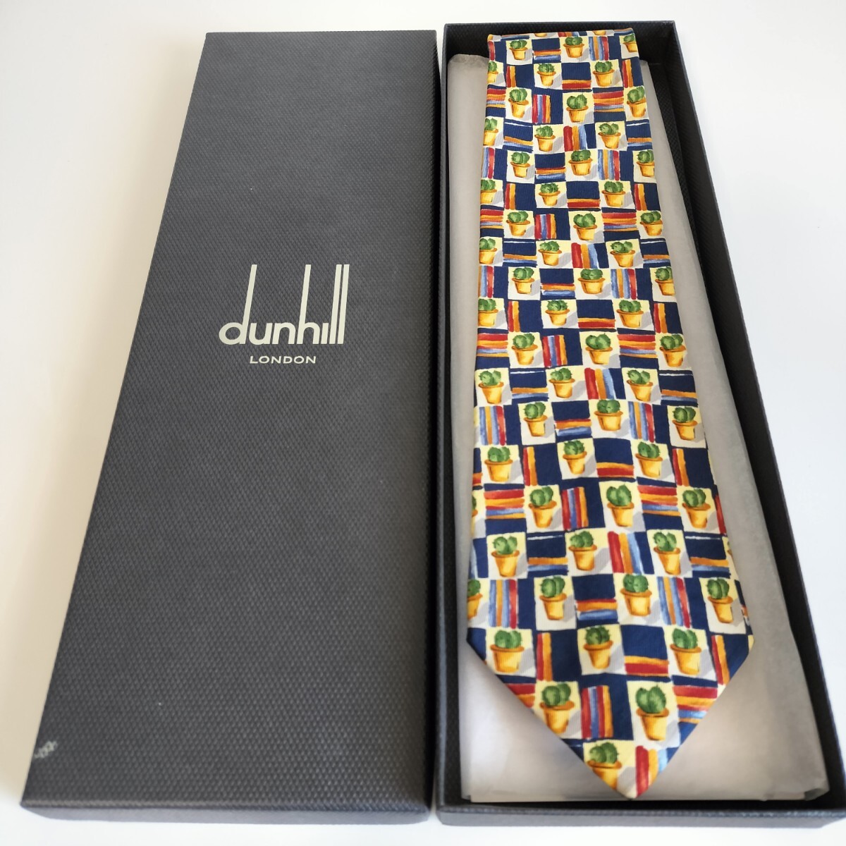 ダンヒル(Dunhill)マルチカラー鉢植物ネクタイ拍卖