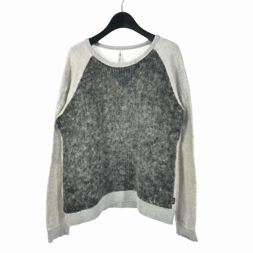グラム glamb トレーナー スウェット ニット セーター ドッキング ラグラン ワンポイントロゴ ウール 2 グレー メンズ拍卖
