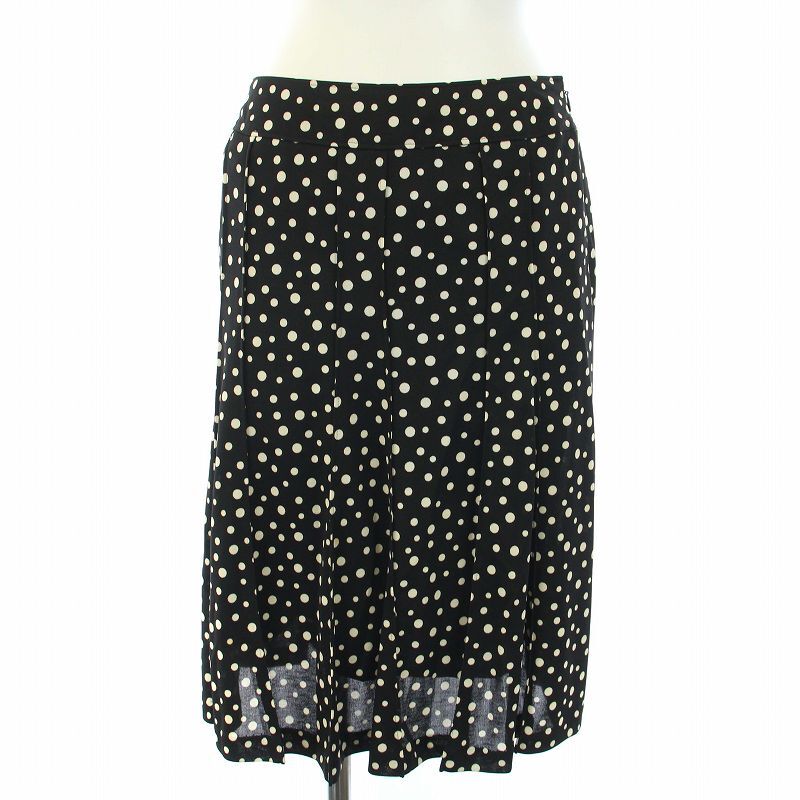 エムケー ミッシェルクラン MK MICHEL KLEIN スカート ドット ひざ丈 ミニ 40 L 黒 ブラック 白 アイボリー /TK ■GY07 レディース拍卖