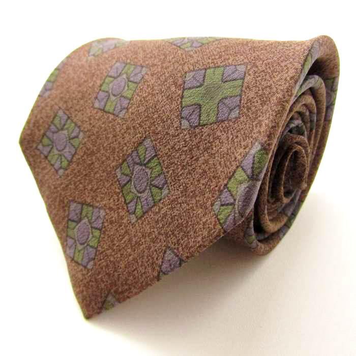 ピエールバルマン ブランド ネクタイ 小紋柄 スクエア柄 幾何学模様 シルク PO メンズ ブラウン PIERRE BALMAIN拍卖