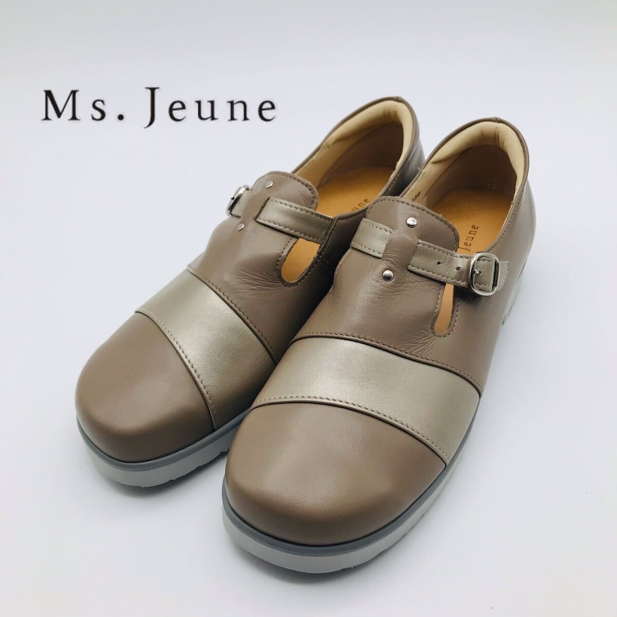 【新品】Ms. Jeune ミズ ジューヌ 日本製 天然皮革 グレー 4E拍卖