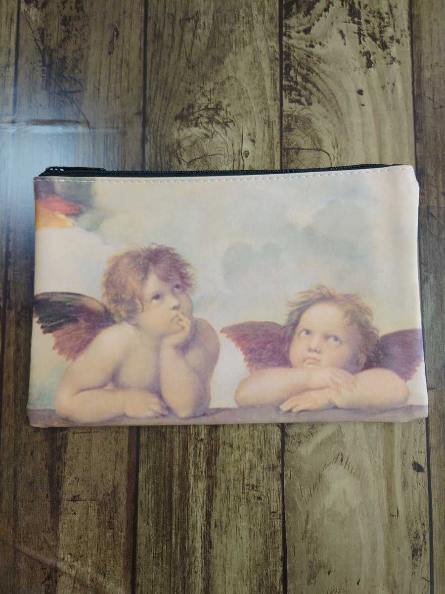 名画 ラファエロ 天使 コスメポーチ メイクポーチ ペンケース 小物収納 男女兼用 化粧ポーチ拍卖