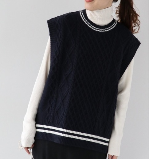 ☆ジャーナルスタンダード relume アルパカ混 ニット ベスト ノースリーブ セーター /F/ネイビー 紺☆拍卖