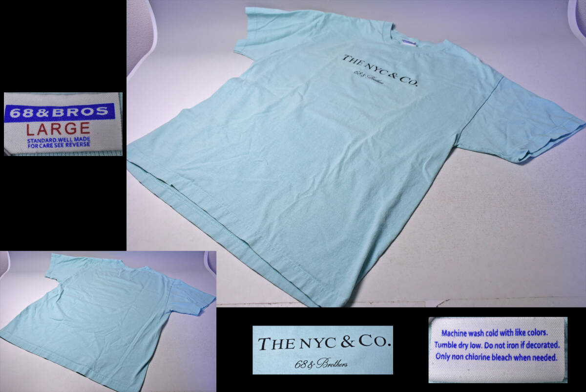 68 & BROTHERS ★68 &ブラザーズ ★ Tシャツ ★ 水色 ★ ティ◯ァ二ー風 ★ 半袖 ★ 半袖シャツ ★ 古着拍卖