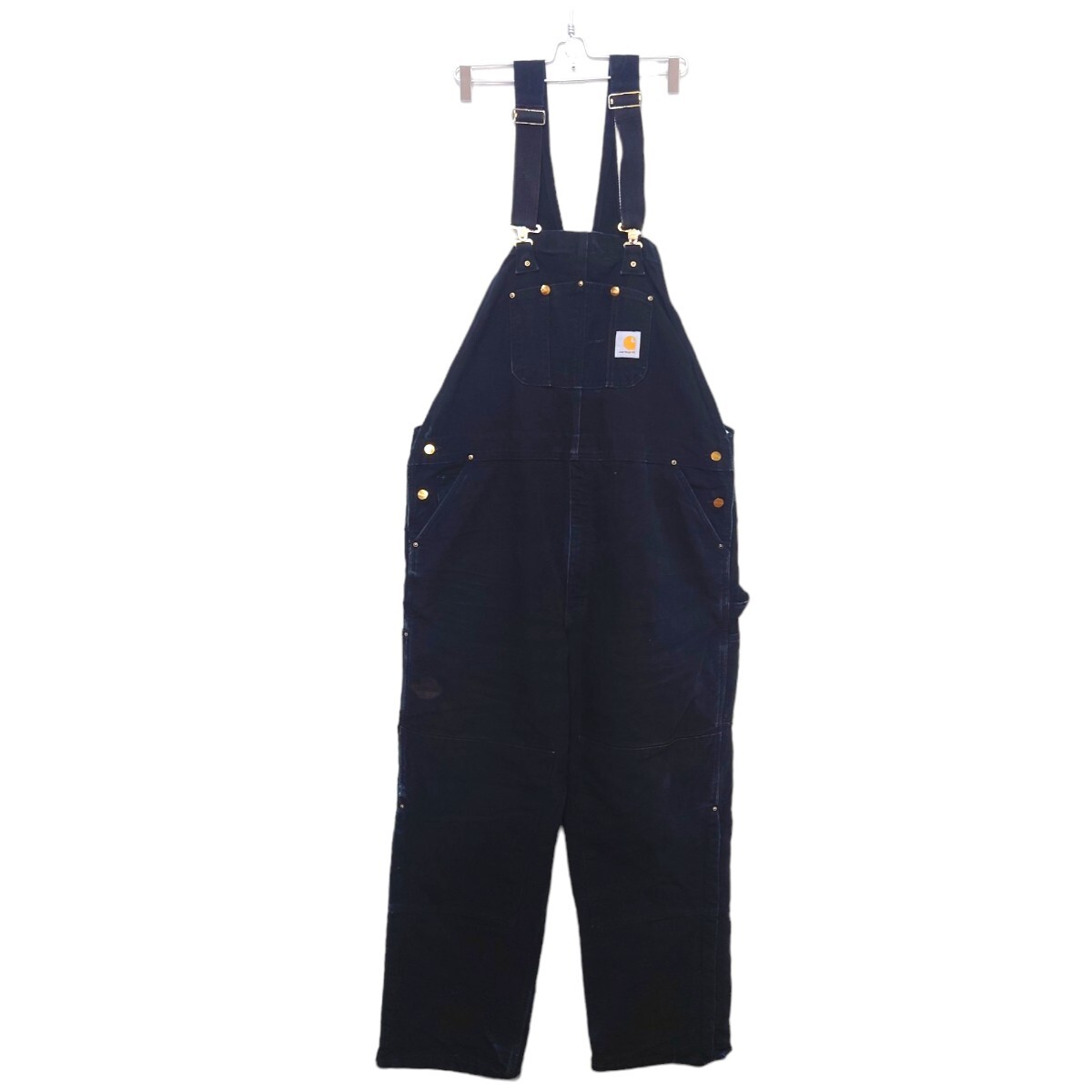 【Carhartt】USA製 ダブルニーダック オーバーオール ブラック S-684拍卖