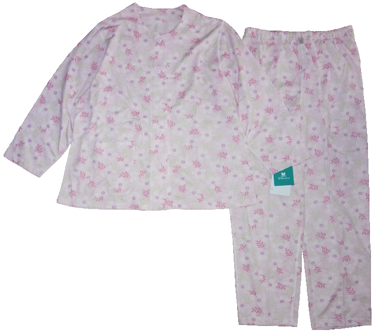 ワコール★らくラクパートナー★レディース 前開き 7分袖パジャマ★LP(Lプチ)サイズ★凹凸 楊柳素材 綿100%x花柄★ピンク/PI★日本製拍卖