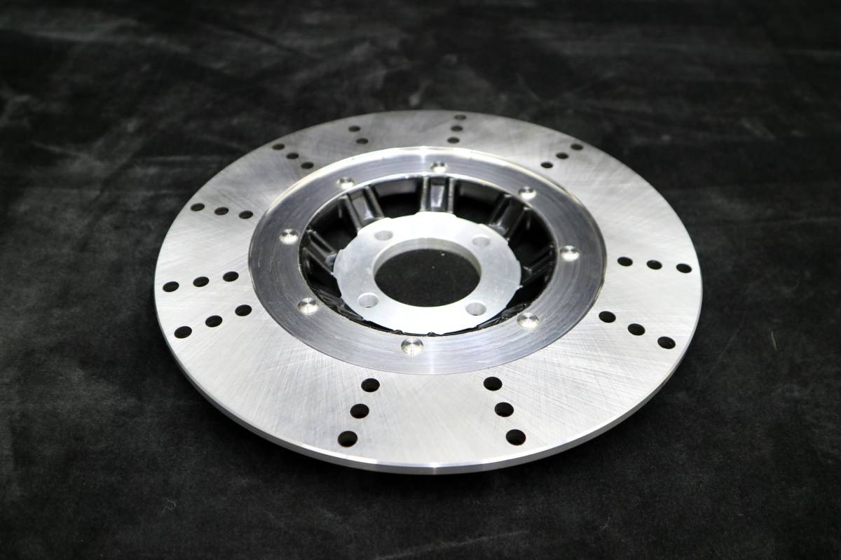 【送料無料】 ブレーキ ディスク ドリルド 1枚 KH/ローター4穴 ダブルディスクKH250トレンチカットKH400フォーワンCB250T拍卖