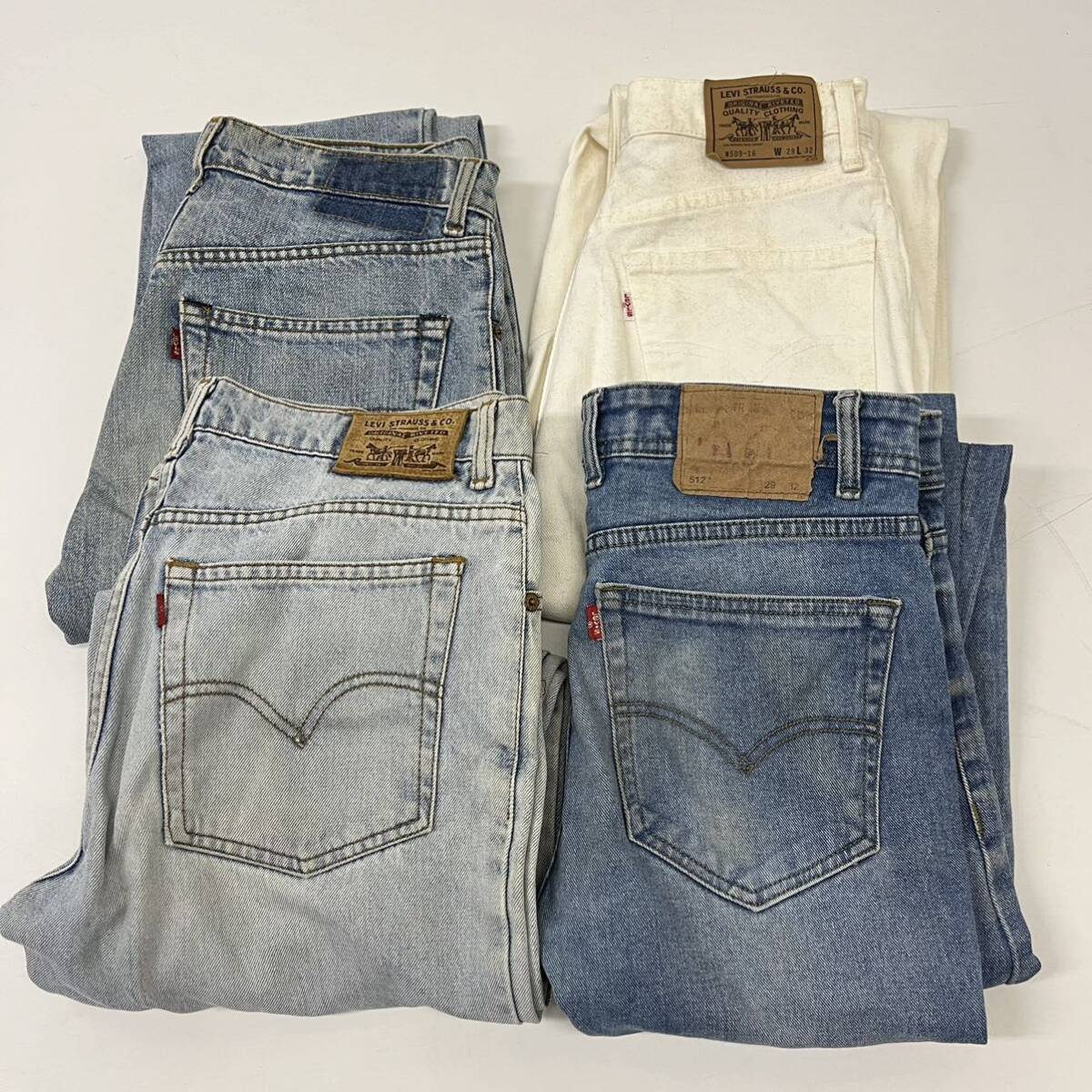 LEVI’S まとめ売り 4点セット デニムパンツ ジーンズ Gパン ジーパン JEANS インディゴ ホワイトデニム リーバイス【送料一律/同梱可能】B拍卖