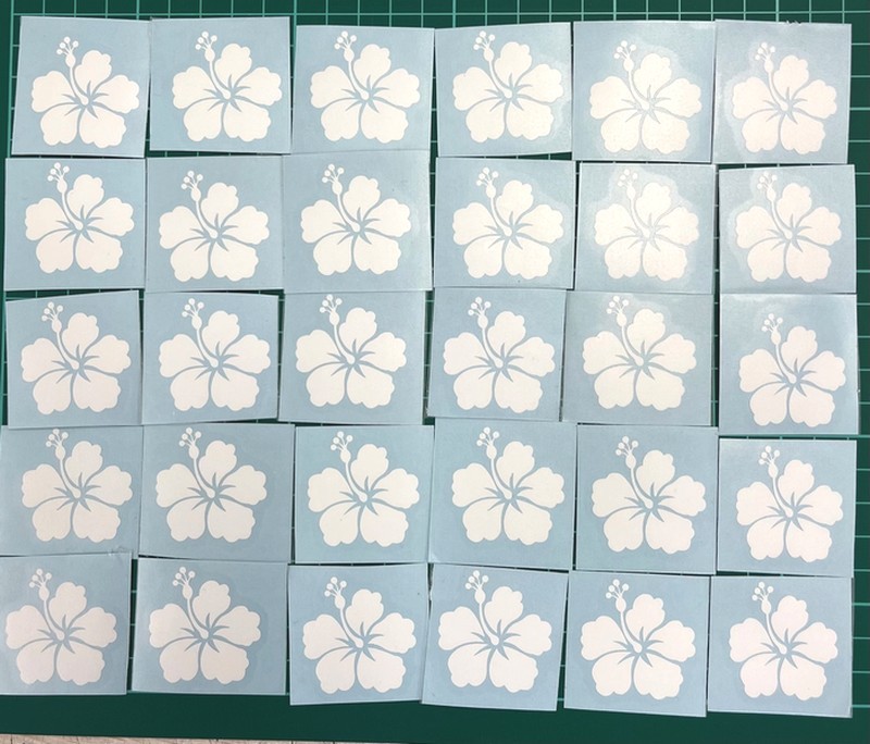 ハイビスカス ステッカー 【 白 30枚 】 防水 屋外OK 花柄 カーステッカー 窓ガラスステッカー 雑貨 看板ステッカー 目印シール 拍卖