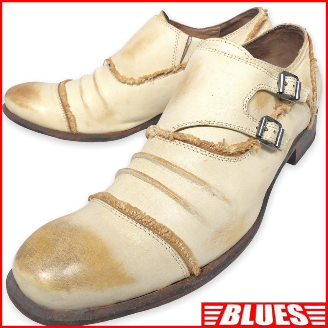 即決★GIORGIO ROMANO★27cm レザービジネスシューズ ジョルジオロマノ メンズ 44 クリーム 本革 ダブルモンクストラップ 本皮拍卖