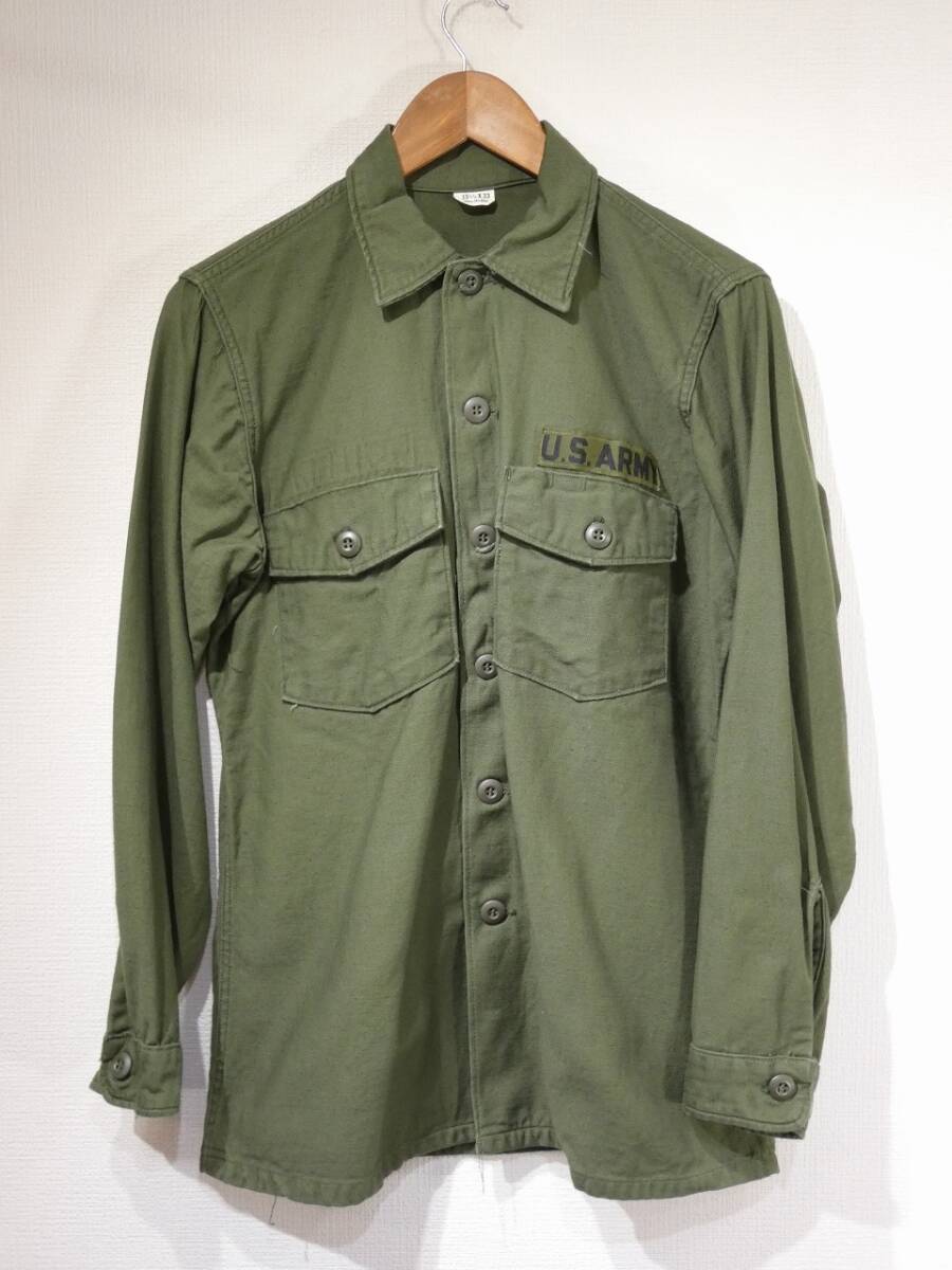 レア 美品 DEAD? 60s 68年製 ビンテージ US ARMY OG 107 COTTON SATEEN ユーティリティ シャツ 4th シャツ袖2nd タイプ 15 1/2‐33 50s拍卖
