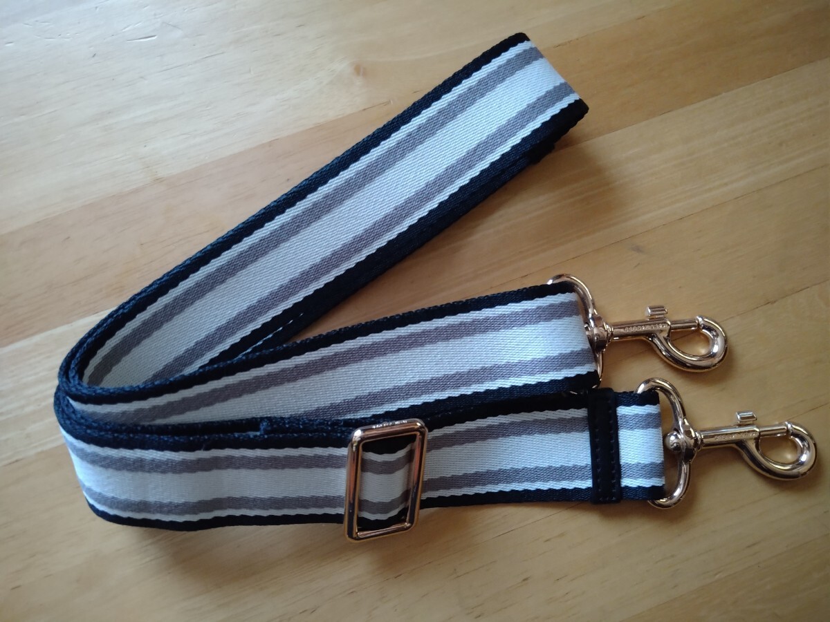 未使用◆MARC JACOBS マークジェイコブス◆ショルダーストラップ 肩紐 カバン バッグ ストライプ◇黒、白、グレー拍卖