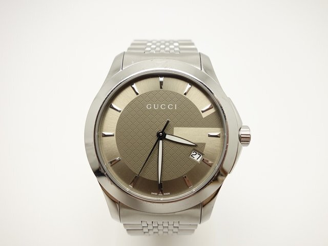 GUCCI グッチ Gレスタイム 126.4 SS クォーツ グレー文字盤 メンズ 時計 中古 送料無料【質屋出品】拍卖