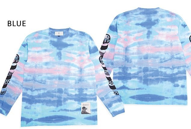 自然にダルマなタイダイ長袖Tシャツ◆喜人 ブルーMサイズ KJ-42102 和柄 和風 達磨 だるま ムラ染め きじん拍卖