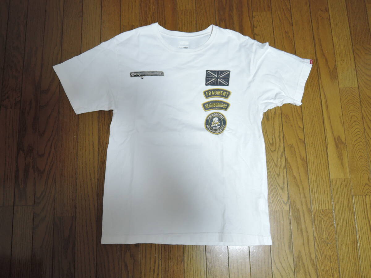NEIGHBORHOOD ネイバーフッド × FRAGMENT フラグメント 転写Tシャツ 1 白 LOGO ロゴ ライダース系 /拍卖