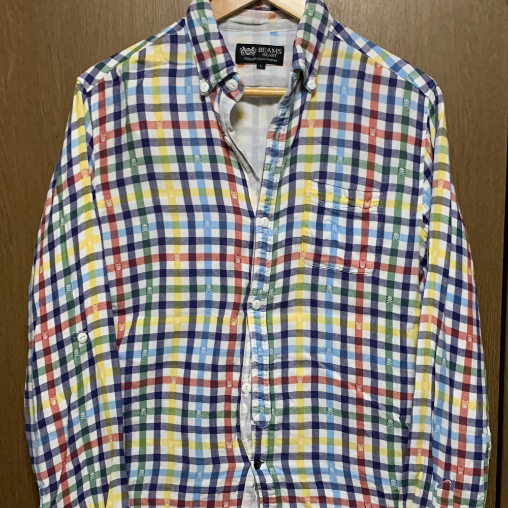 L Beams Heart|ビームスハート 長袖BDシャツ ガーゼシャツ ボタンダン ドグロ拍卖