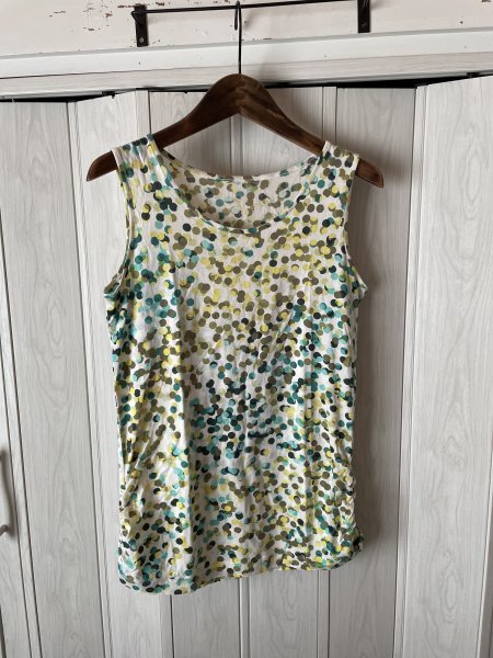 ◆コムサデモード/グリーン系ドット柄のタンクトップ◆u拍卖