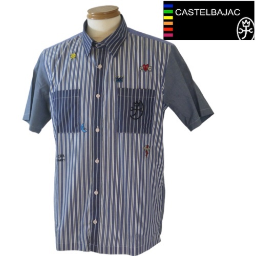 【SALE】カステルバジャック/CASTELBAJAC 春夏物 半袖シャツ 48/Lサイズ 108-ネイビー系拍卖