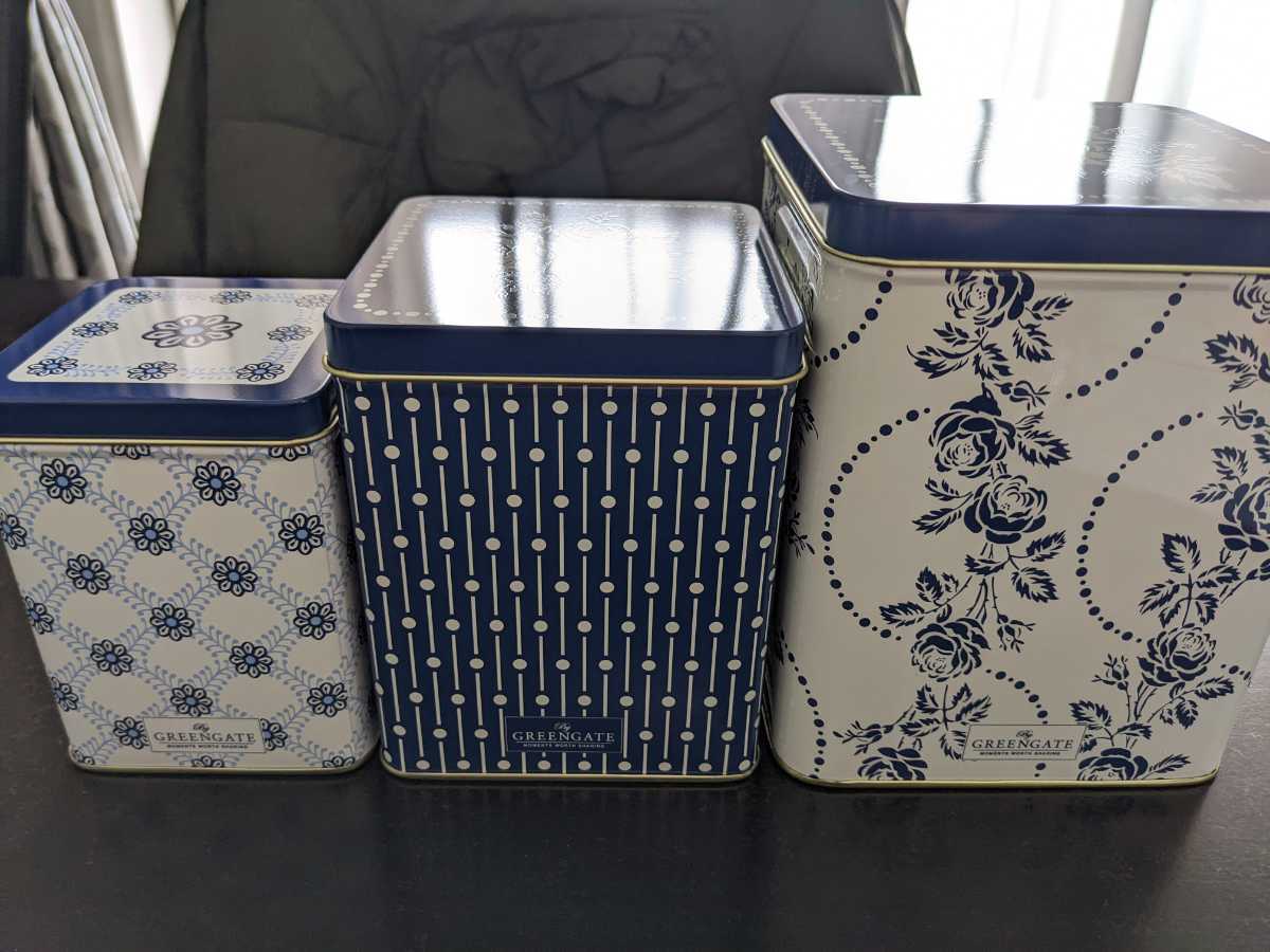 新品★グリーンゲイト★フルーブルー★3個セット入れの缶★greemgate拍卖