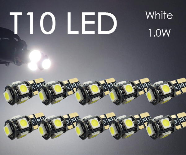10個 T10 LED ポジション ナンバー灯 3チップ5連 白 5050チップ ルームランプ 電球 ホワイト 12V用 SX011 代引き可拍卖